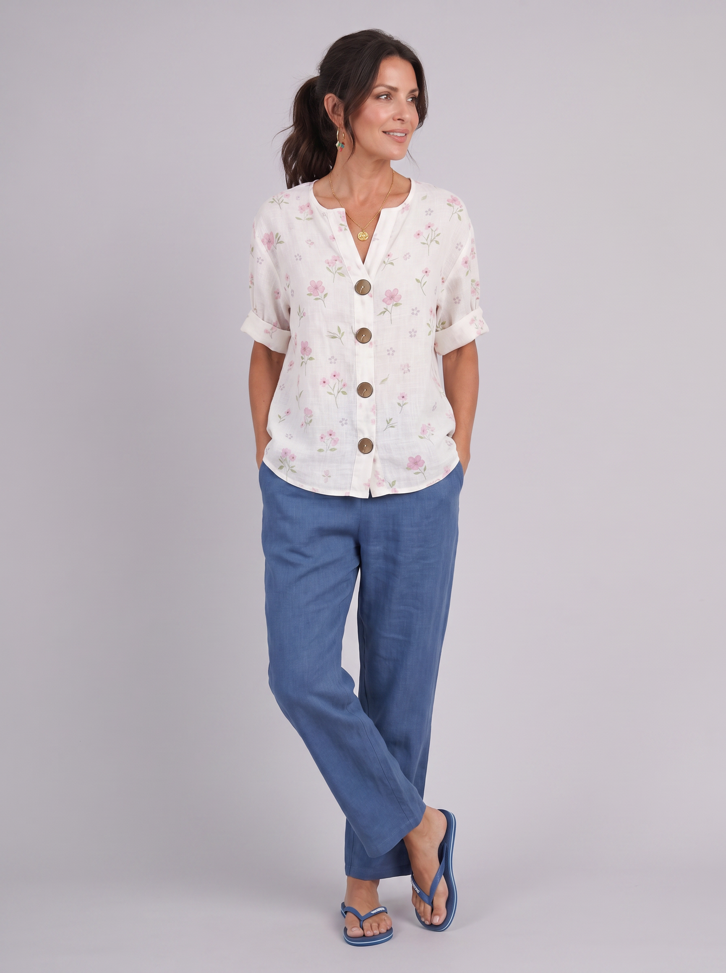 Aurissa - Blusa Escote en V con Botones